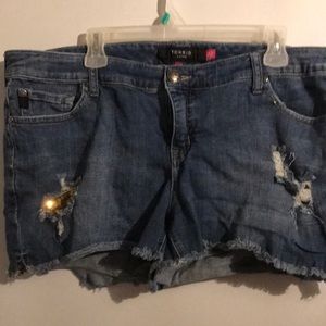 Torrid shorts with distressing and sequins 18W